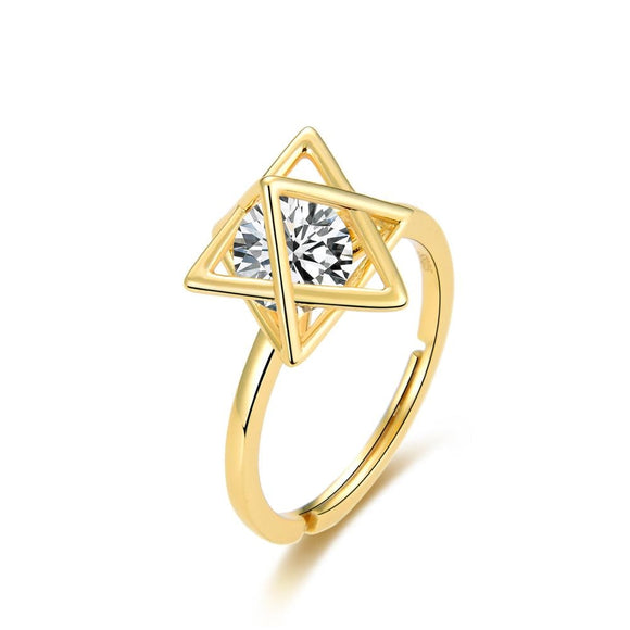 Triangle Cut White Cubic Zircon Color Adjustable Ring