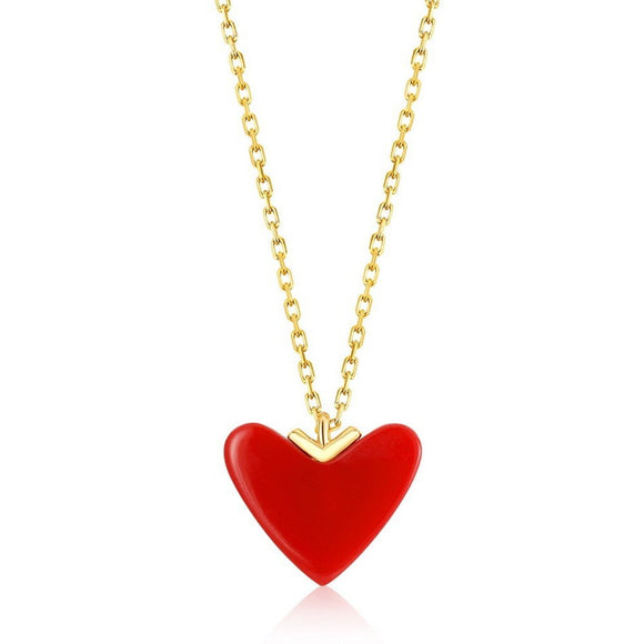 Red Love Heart Coral Necklace