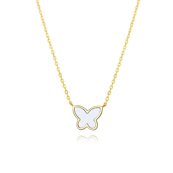 White Agat Butterfly Necklace
