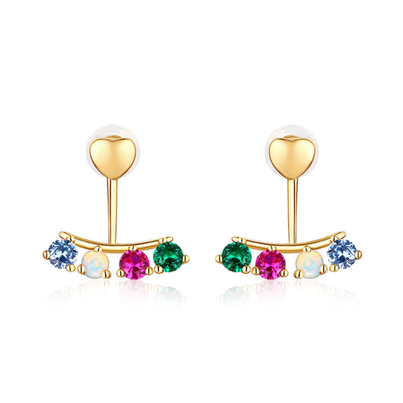 Heart Shaped Opal Wear Two Ways Stud Earrings