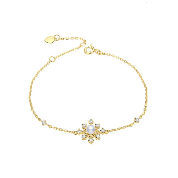 Snowflake Vintage Pearl Charm Bracelet