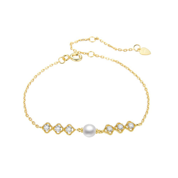 Charm Bracelet with Pearl CZ