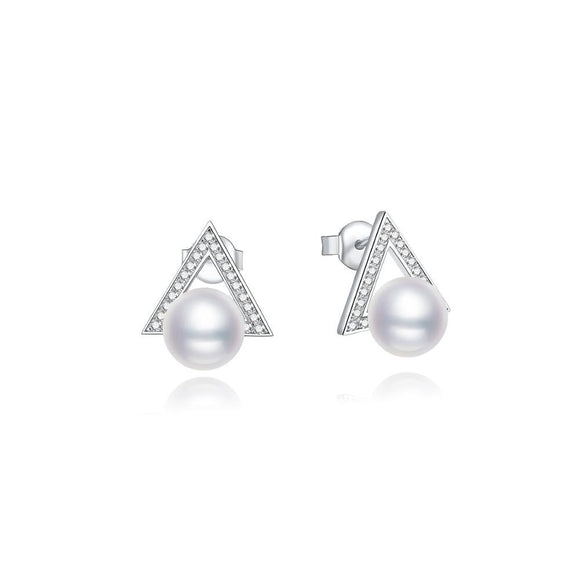 Pearl Triangle Stud Earrings