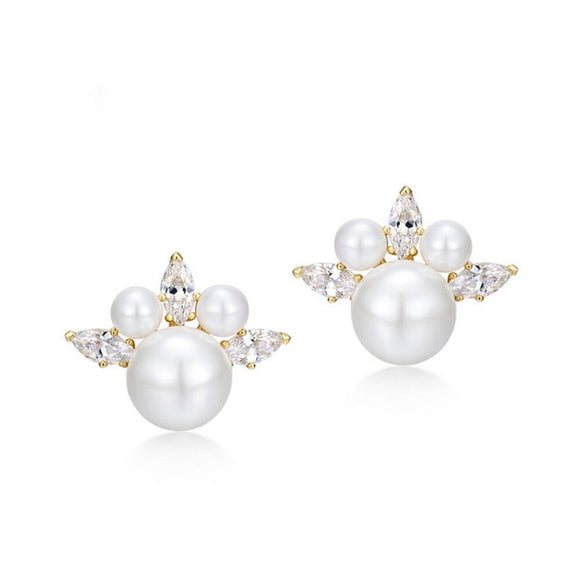 Pearl Crown Stud Earrings