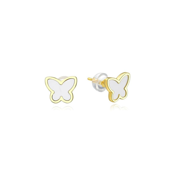 White Agat Butterfly Stud Earrings