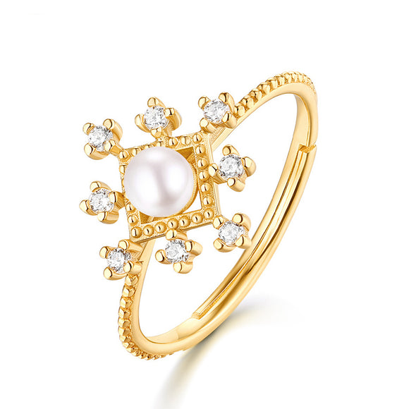 Snowflake Vintage Pearl Ring