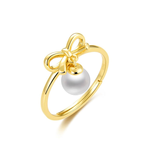 Pearl Bowknot Open Ring